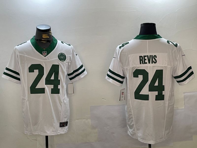 Men New York Jets #24 Revis White Throwback 2024 Nike Vapor Limited NFL Jersey style 2->oakland raiders->NFL Jersey